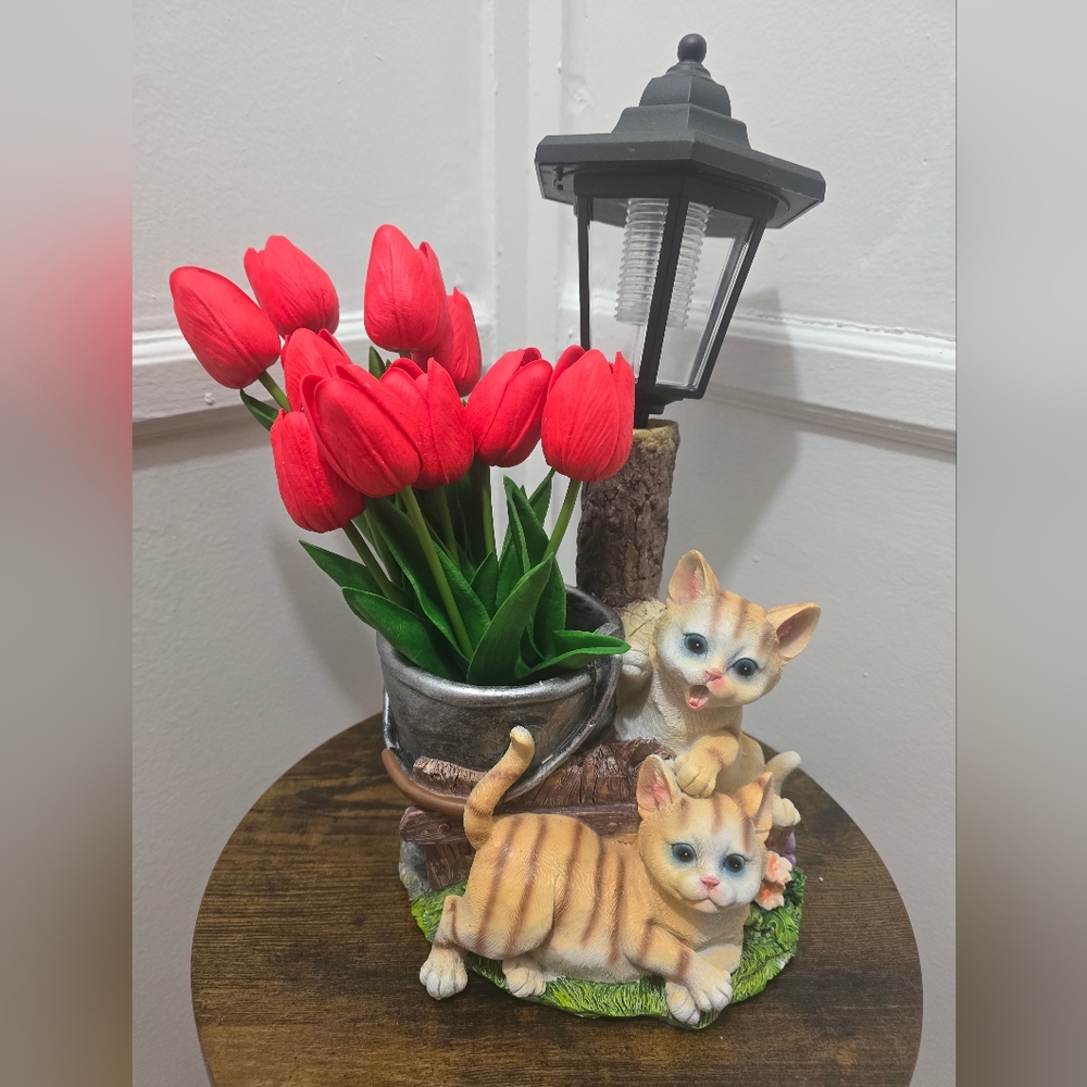 Solar Cat Outdoor Statue